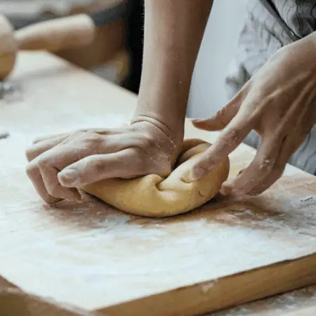 kneading dough by hand