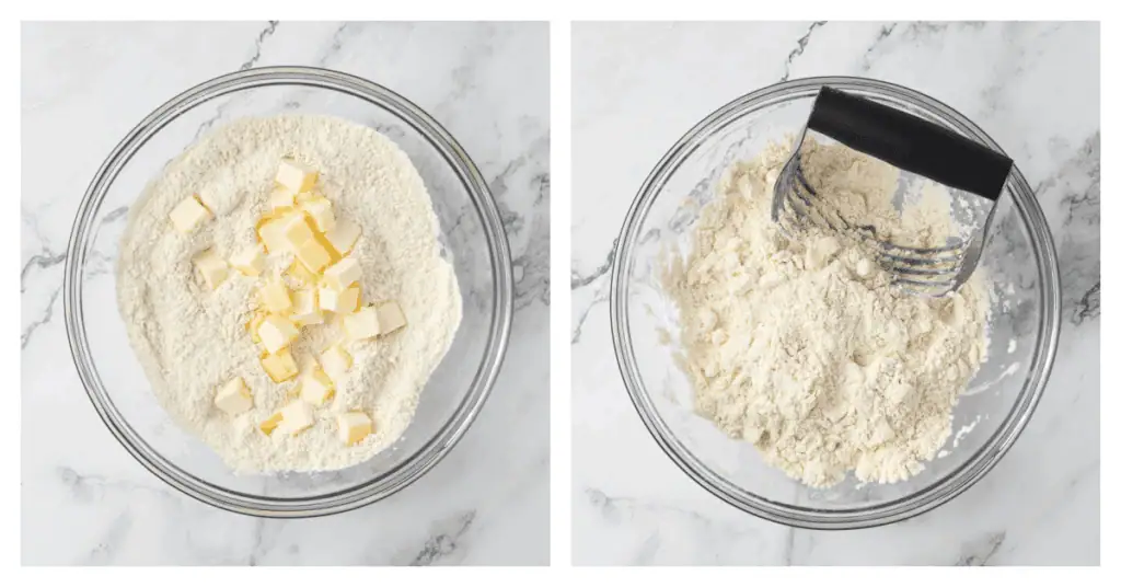 butter cut into dry ingredients with a pastry blender