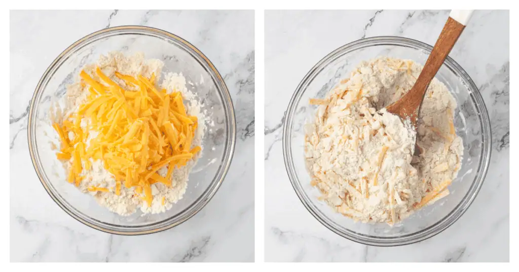 cheddar cheese stirred into biscuit dough