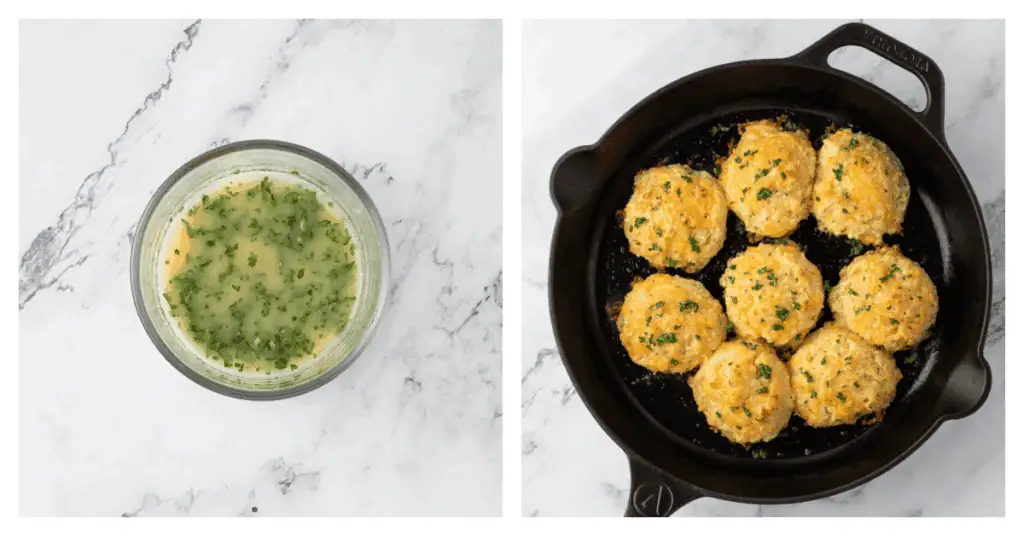 garlic butter spread on biscuits