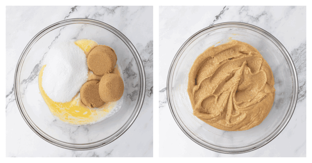 sugars and butter melted together