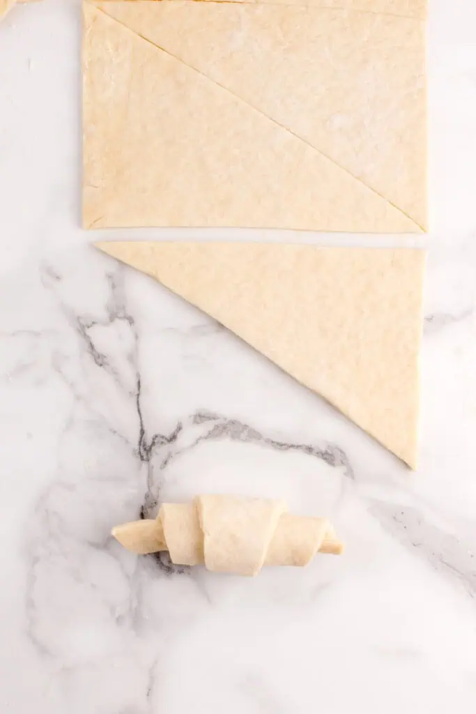 dough rolled into a croissant