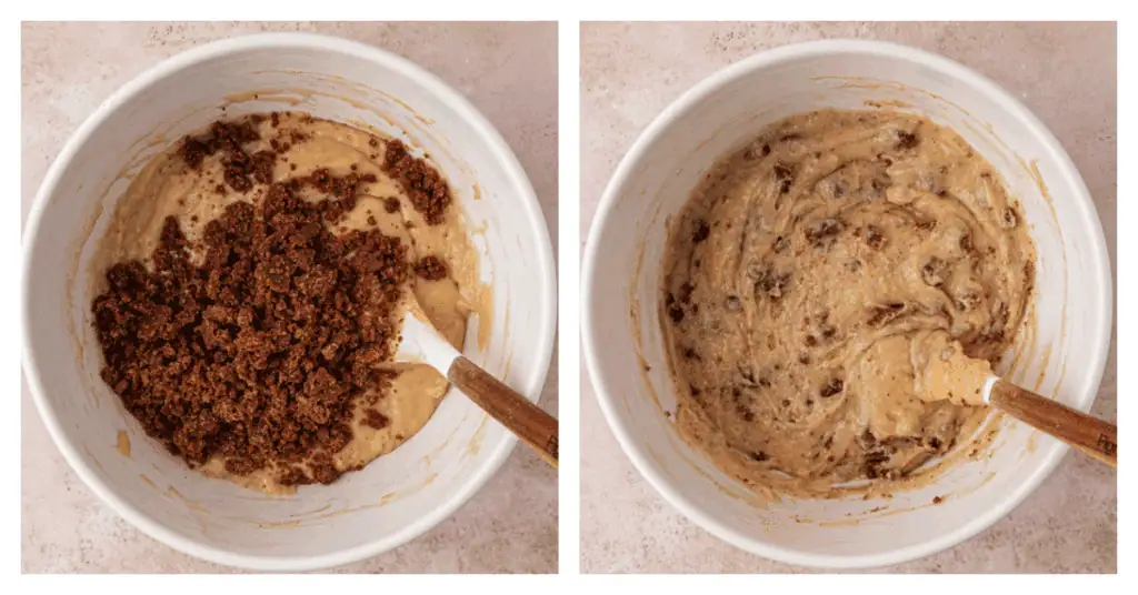 frozen streusel stirred into muffin batter