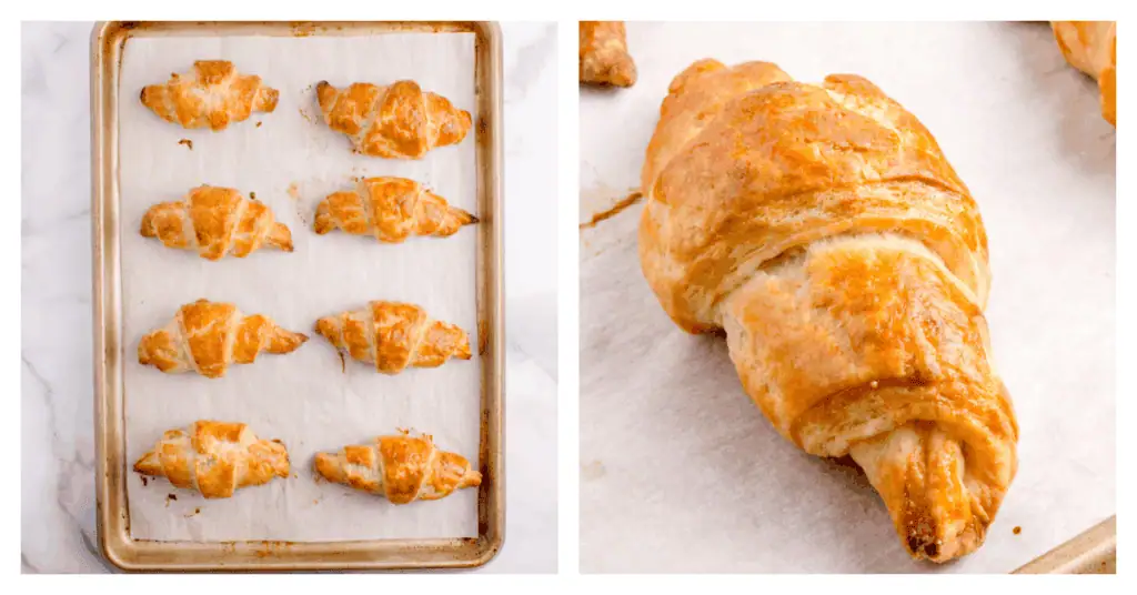 baked croissants on a cookie sheet