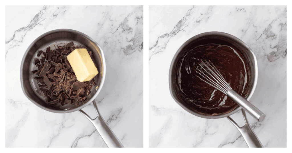 butter and chocolate melted in a saucepan