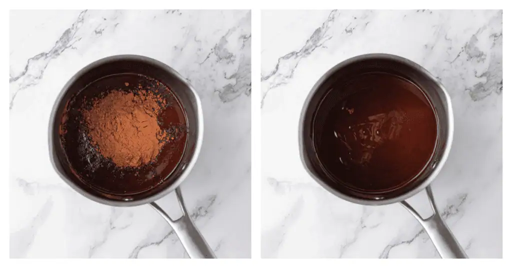 cocoa powder whisked into the saucepan