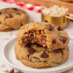 two cookies stacked on a plate