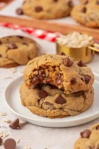 two cookies stacked on a plate