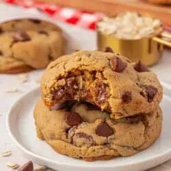 two cookies stacked on a plate