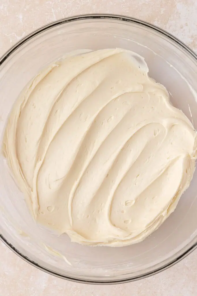 cream cheese frosting in a bowl