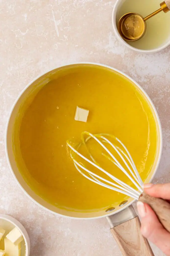 butter whisked into a saucepan