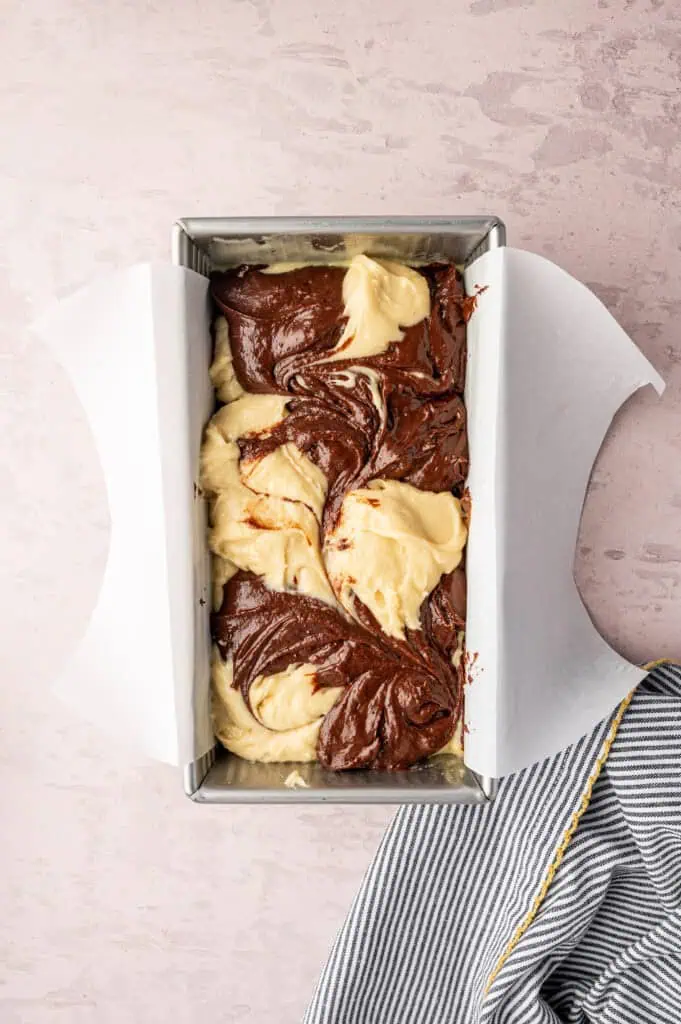 cake batter swirled together