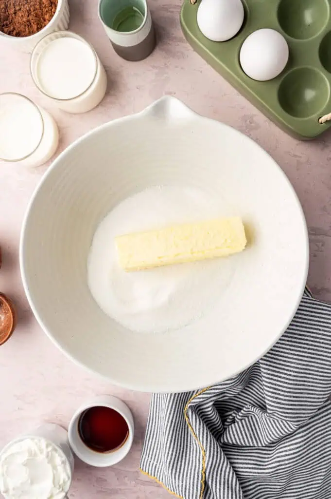 butter and sugar in a bowl