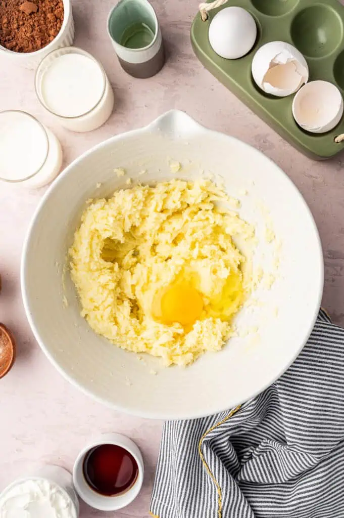 egg added to creamed mixture