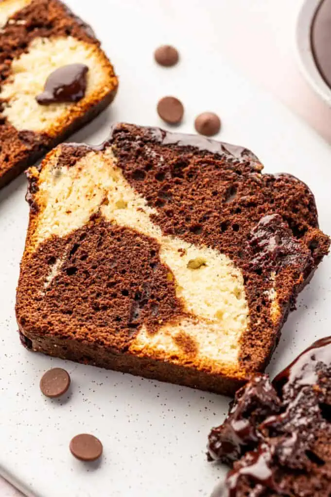slice of marble loaf cake