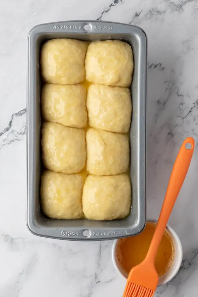 brioche dough risen and egg washed