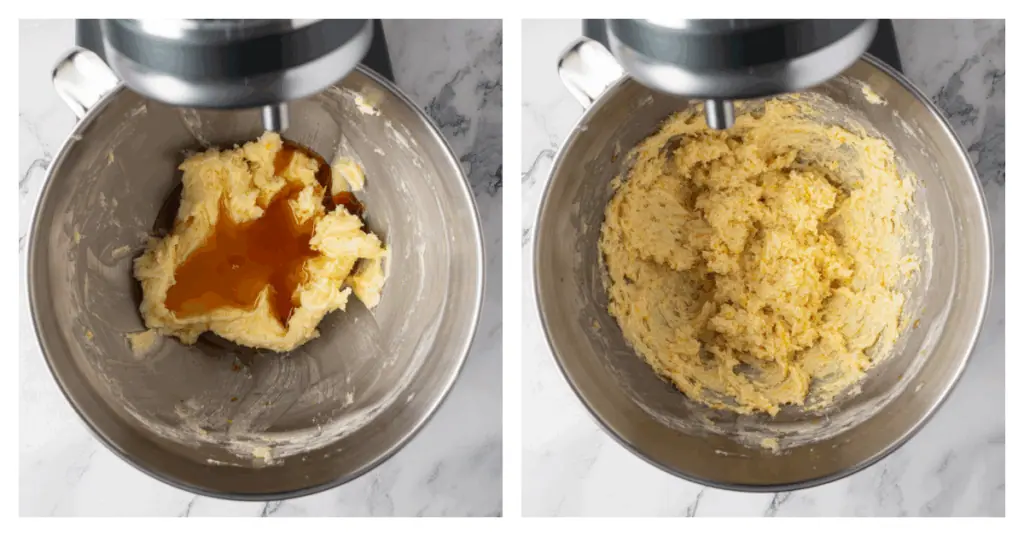 vanilla and lemon juice added to bowl