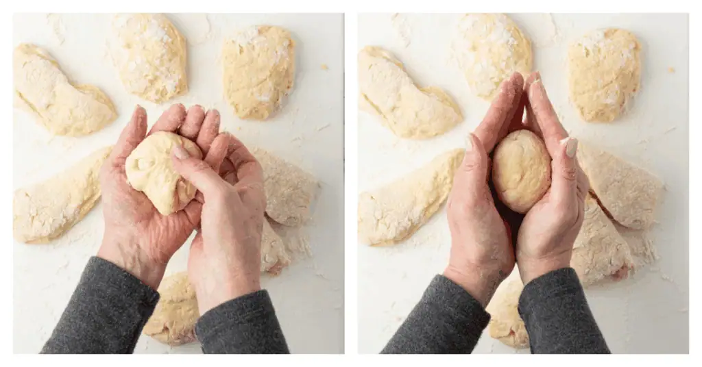 dough ball pinched into a ball