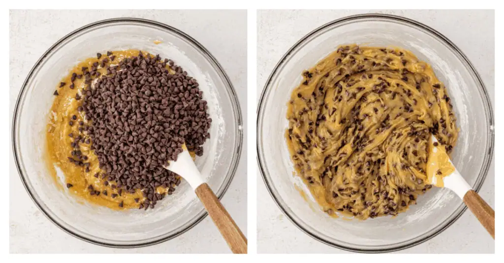 mini chocolate chips stirred into the cookie dough