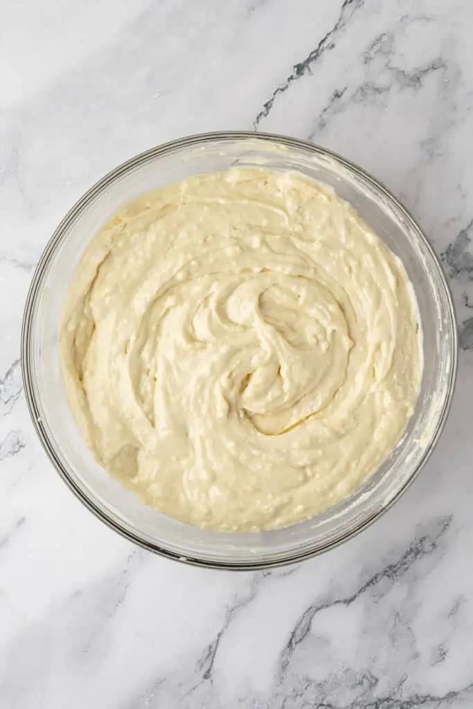 bowl of vanilla cake batter