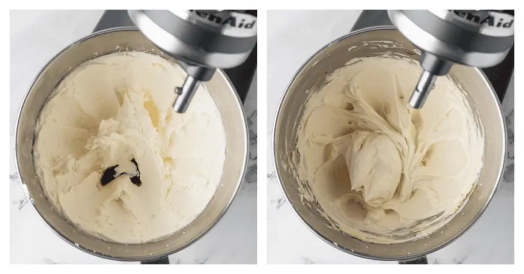 vanilla and heavy cream added to bowl