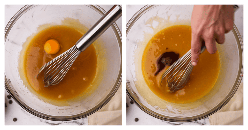 eggs and vanilla added to the bowl