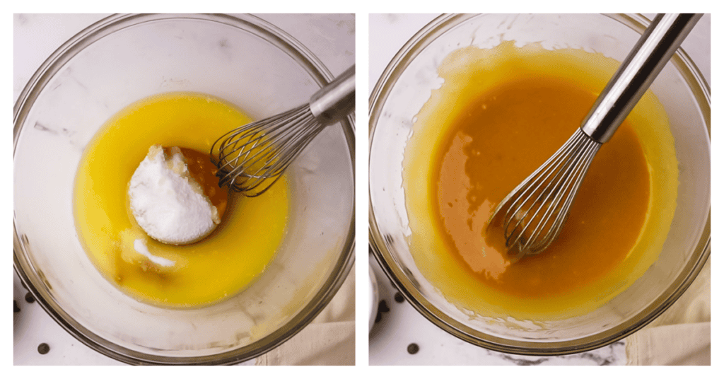 melted butter, and sugars whisked together
