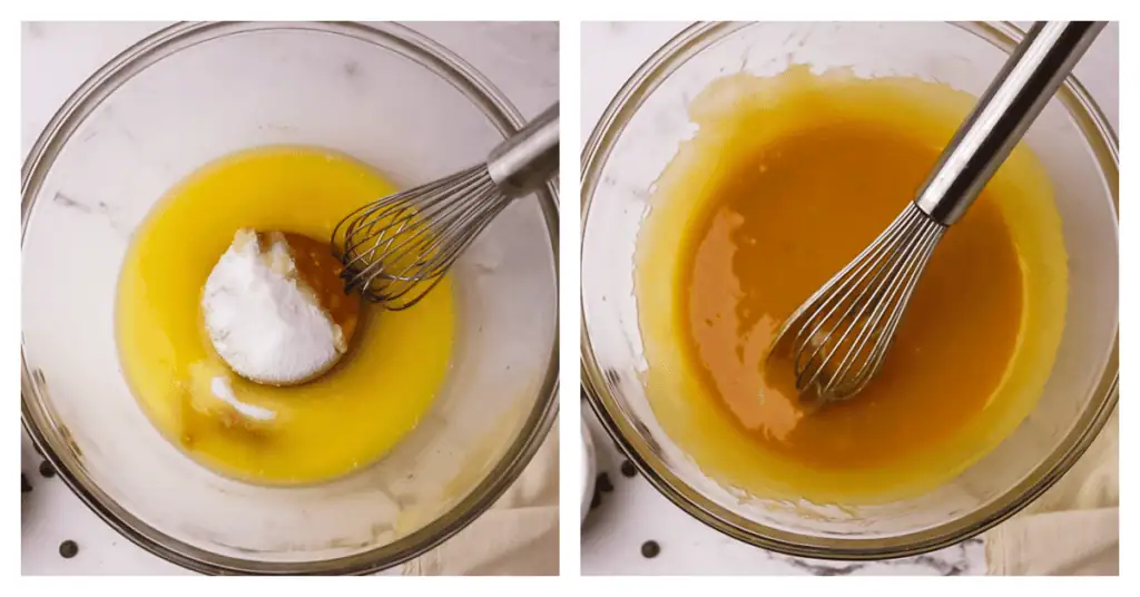 melted butter, and sugars whisked together