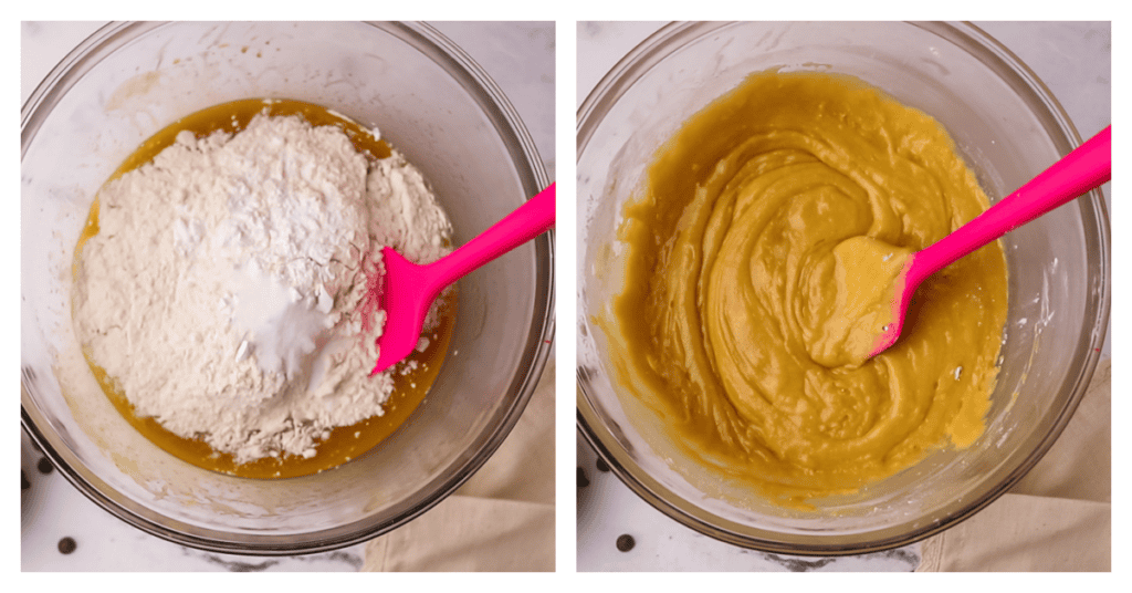 dry ingredients added to the bowl