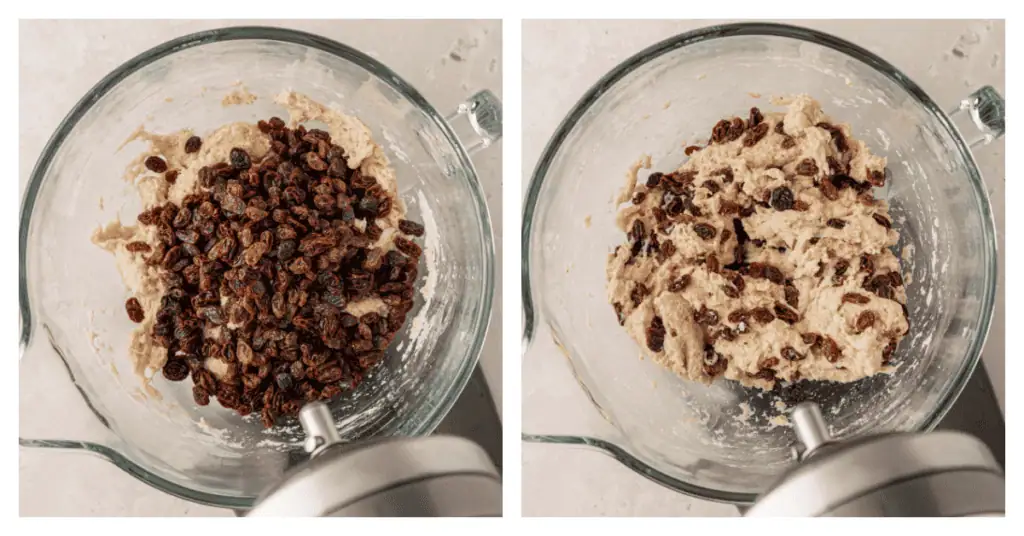 raisins added to dough