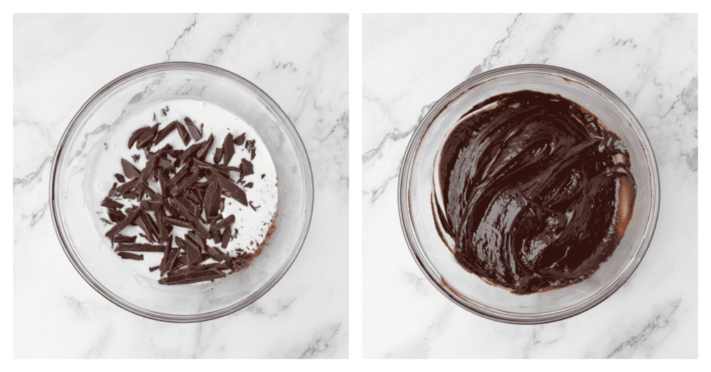 heavy cream and chocolate stirred togther