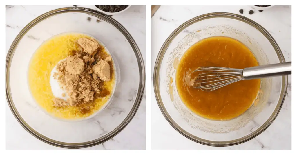 sugars and butter whisked together