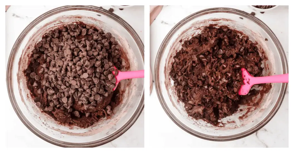 chocolate chips stirred into the cookie dough