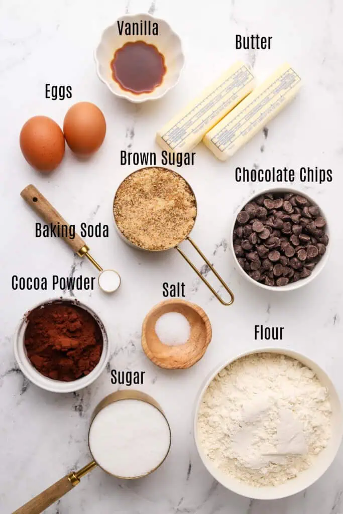 double chocolate chip cookie bars ingredients