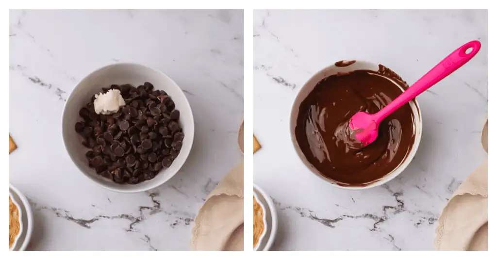 chocolate chips and coconut oil melted together