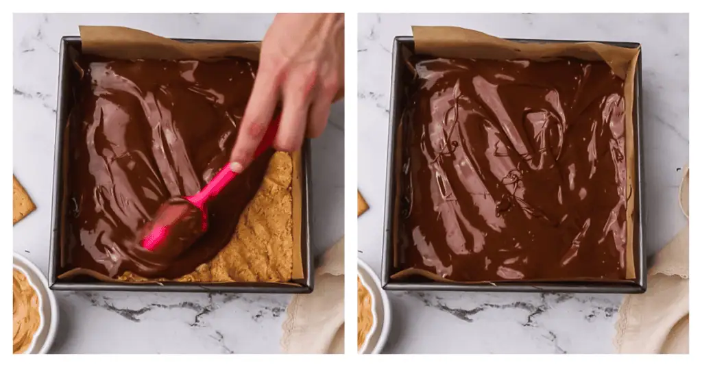 chocolate spread on top of the bars
