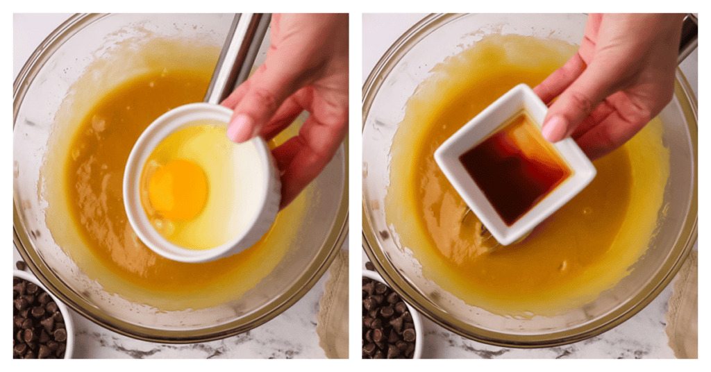 eggs and vanilla added to cookie dough