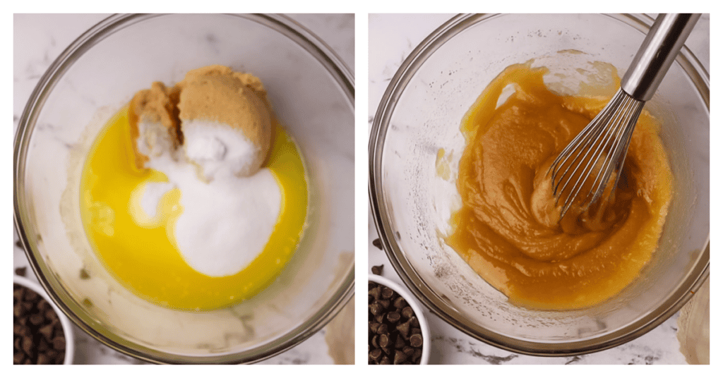 melted butter, and sugars whisked together