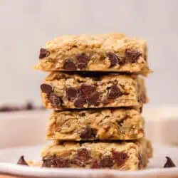 four oatmeal cookie bars on a plate