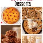 photo collage of no mixer desserts