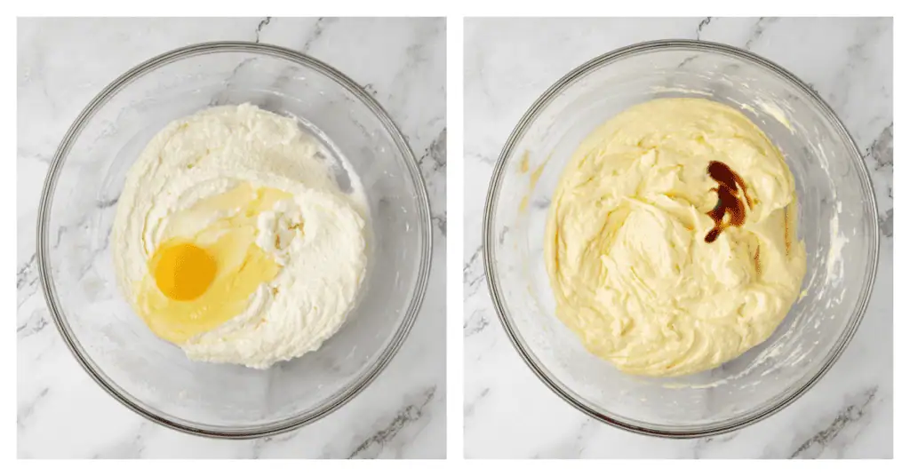 egg and vanilla added to the cake batter