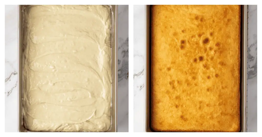 baked and unbaked yellow cake