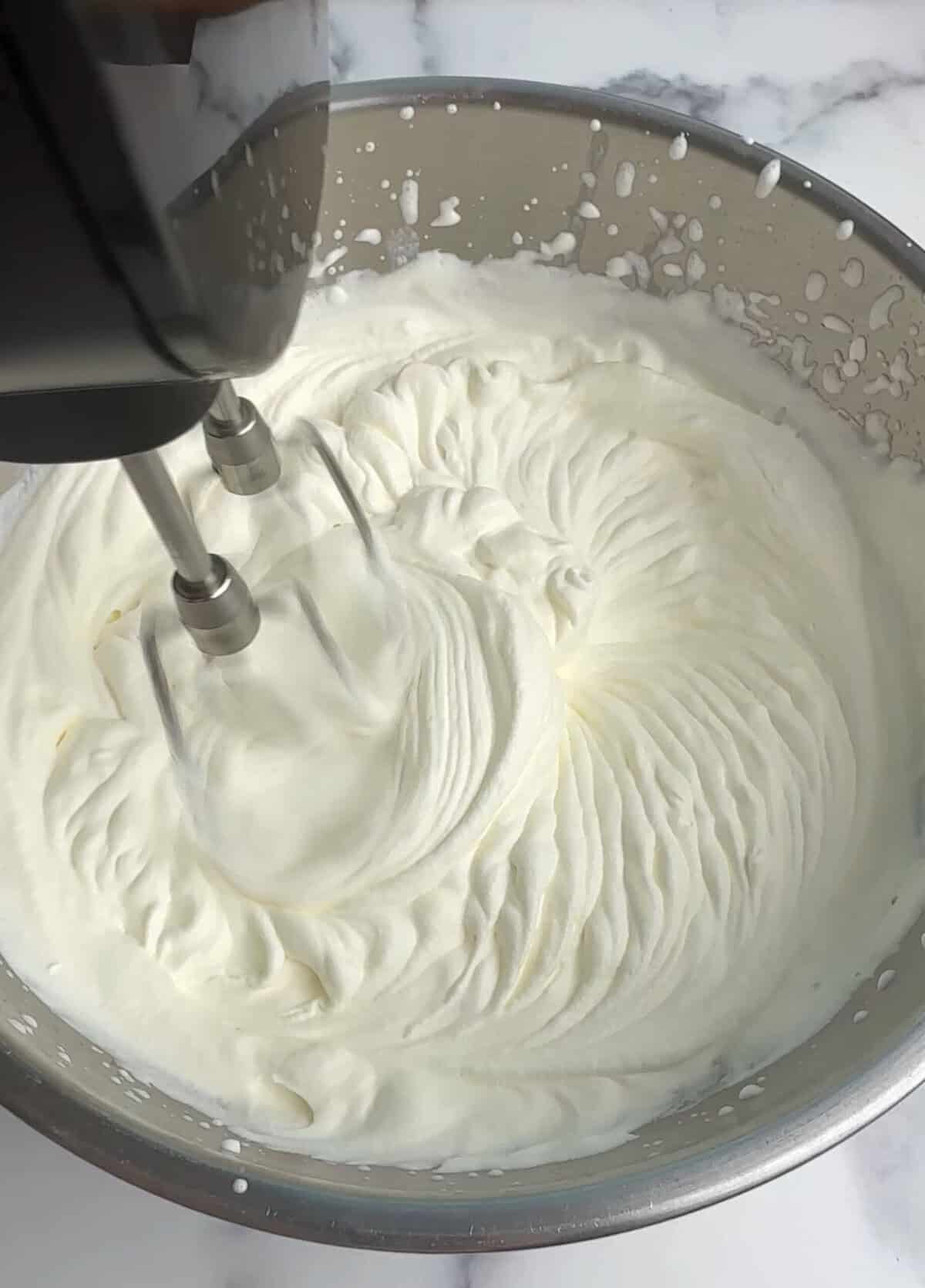 cream whipped in a bowl