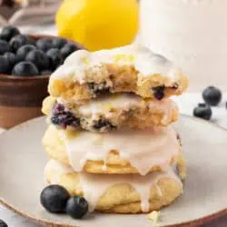 a stack of lemon blueberry cookies