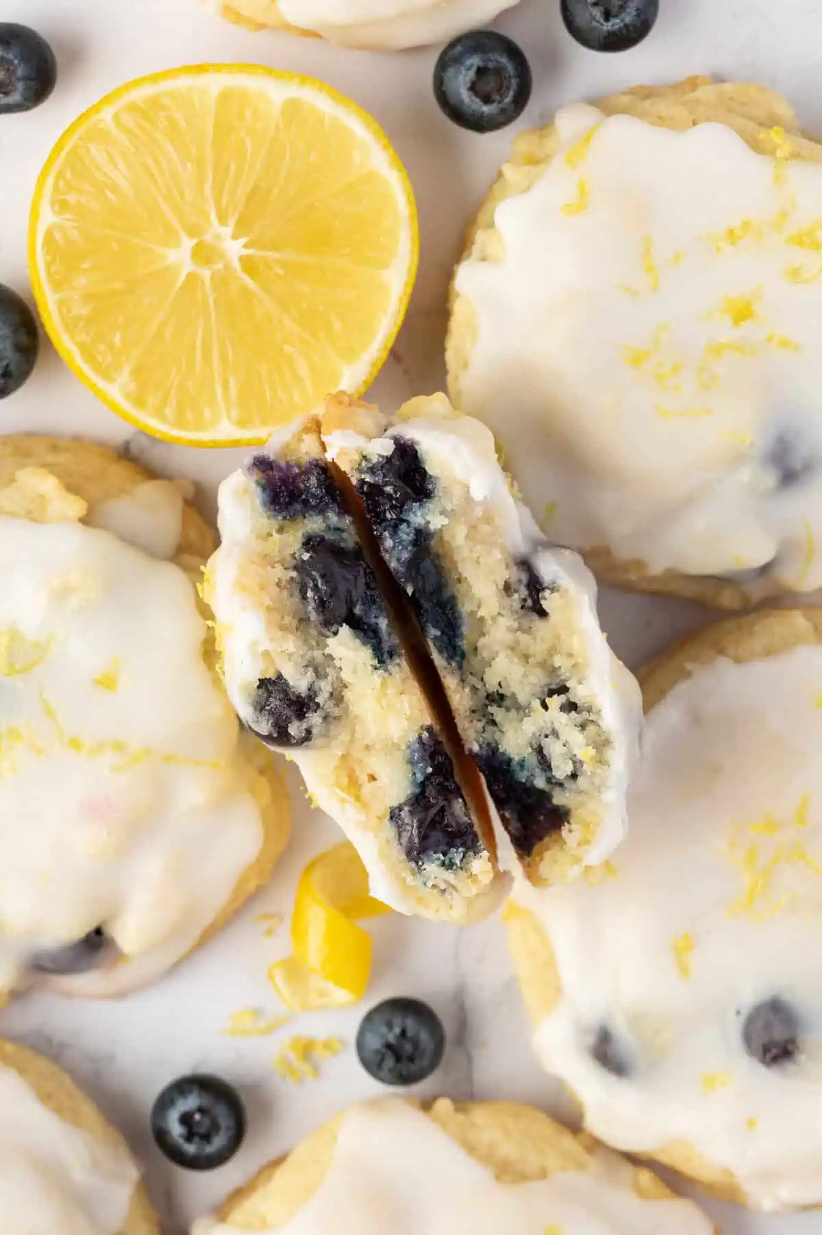 lemon blueberry cookie folded in half