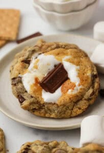brown butter smores cookie on a plate