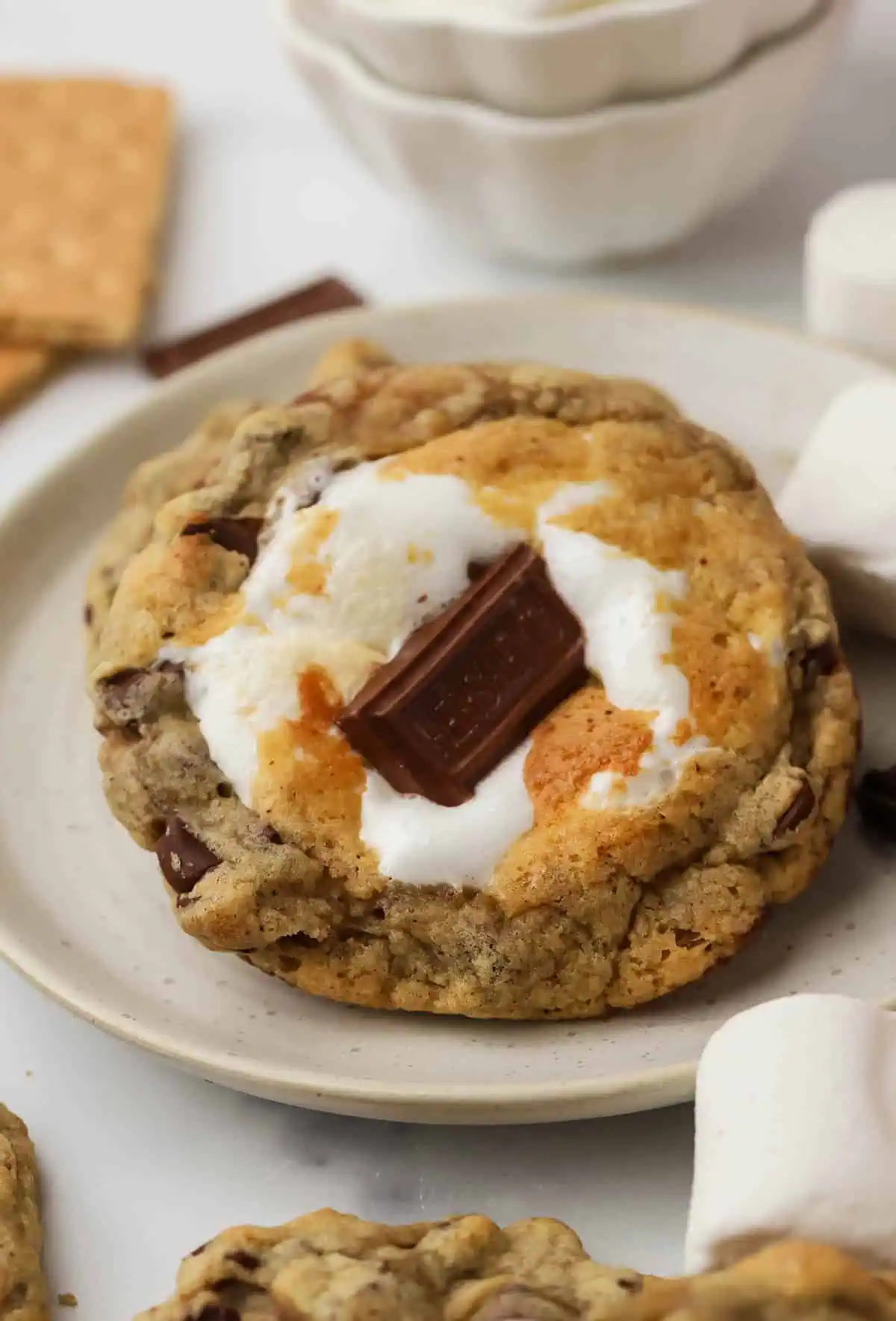 brown butter smores cookie on a plate