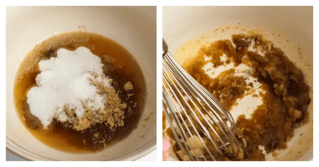 sugars and butter whisked together