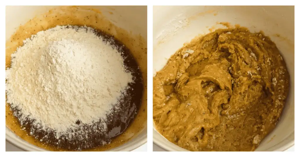 dry ingredients added to the cookie dough