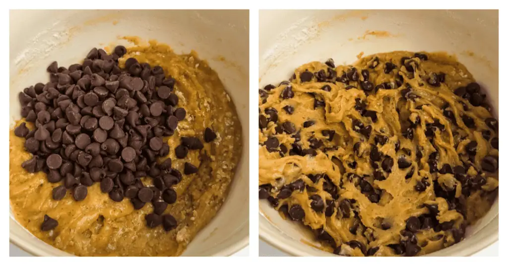 chocolate chips added to the cookie dough